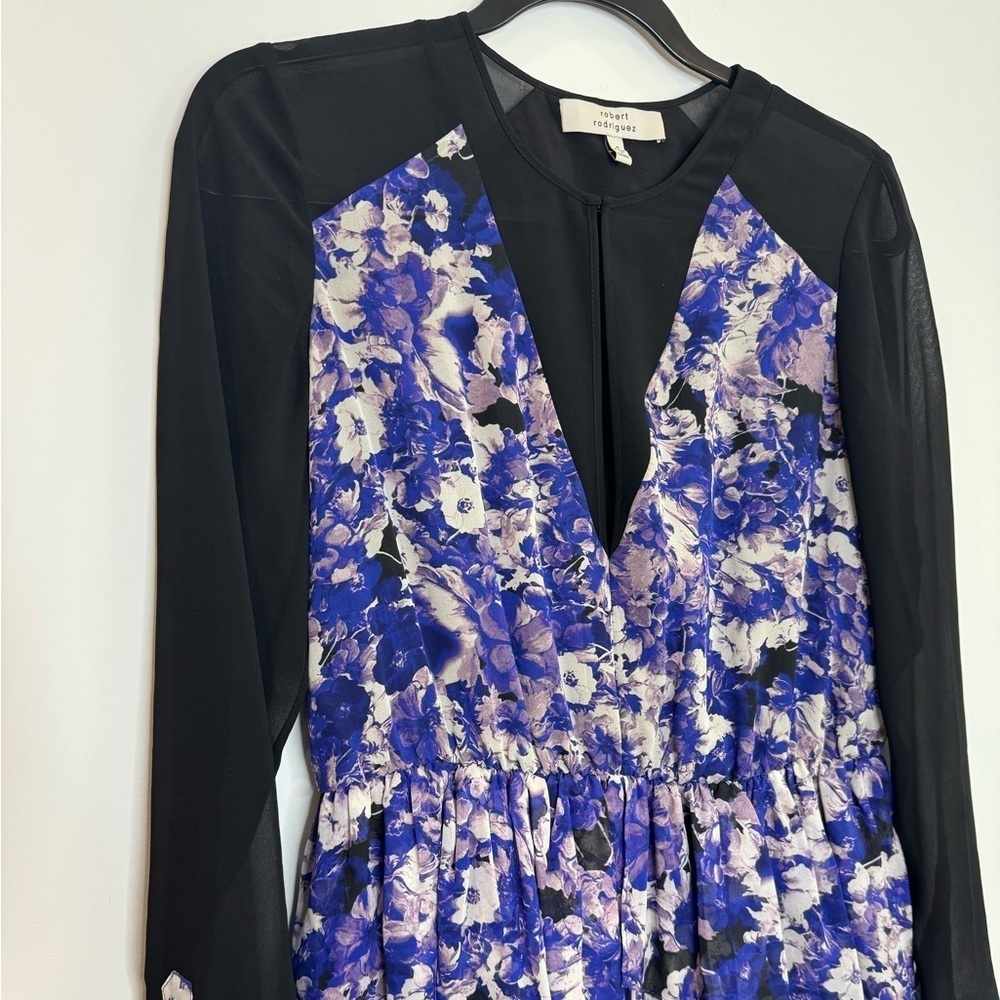 Robert Rodriguez Floral Print Silk Dress Sz 4 AMETHYST - Picture 5 of 13